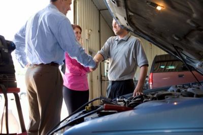 Shaking Hands with Auto Mechanic - Transmission Repair in Covina, CA