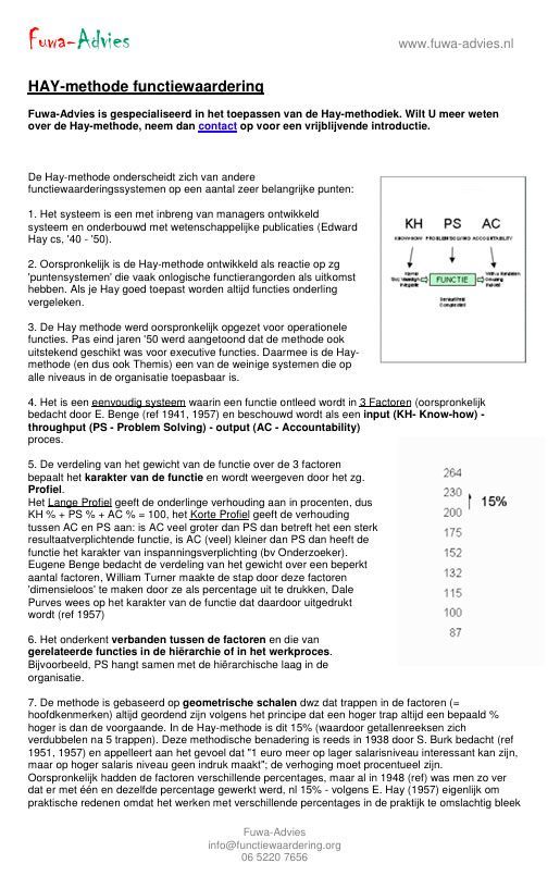 De Hay-functiewaarderingsmethode onderscheidt zich op een aantal belangrijke eigenschappen van alle andere functiewaarderingssystemen.