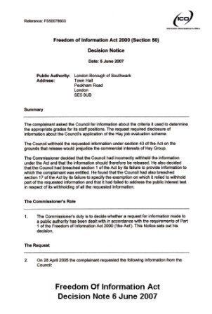 Gerechtelijke uitspraak dat zegt dat het  Hay-functiewaarderingssysteem de factor openbaar is.