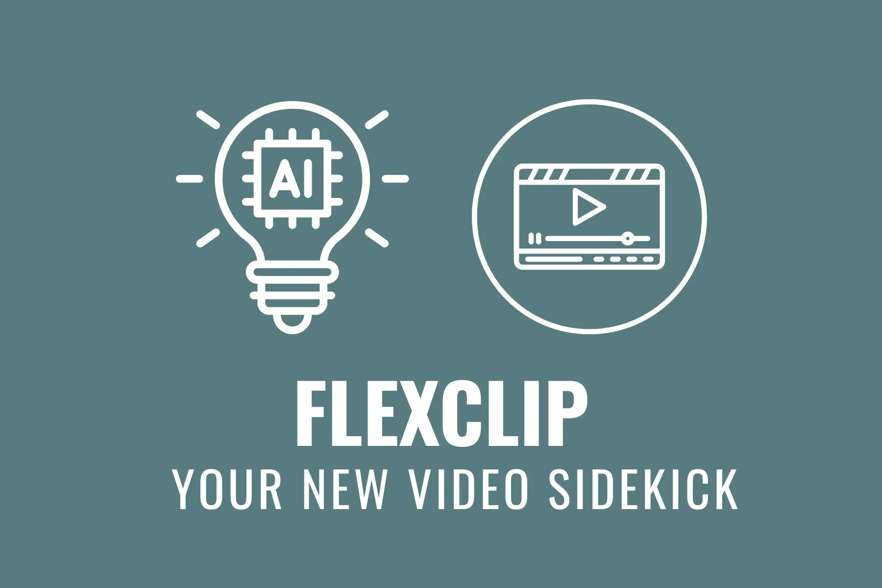 FlexClip logo: AI lightbulb and video icon, text 