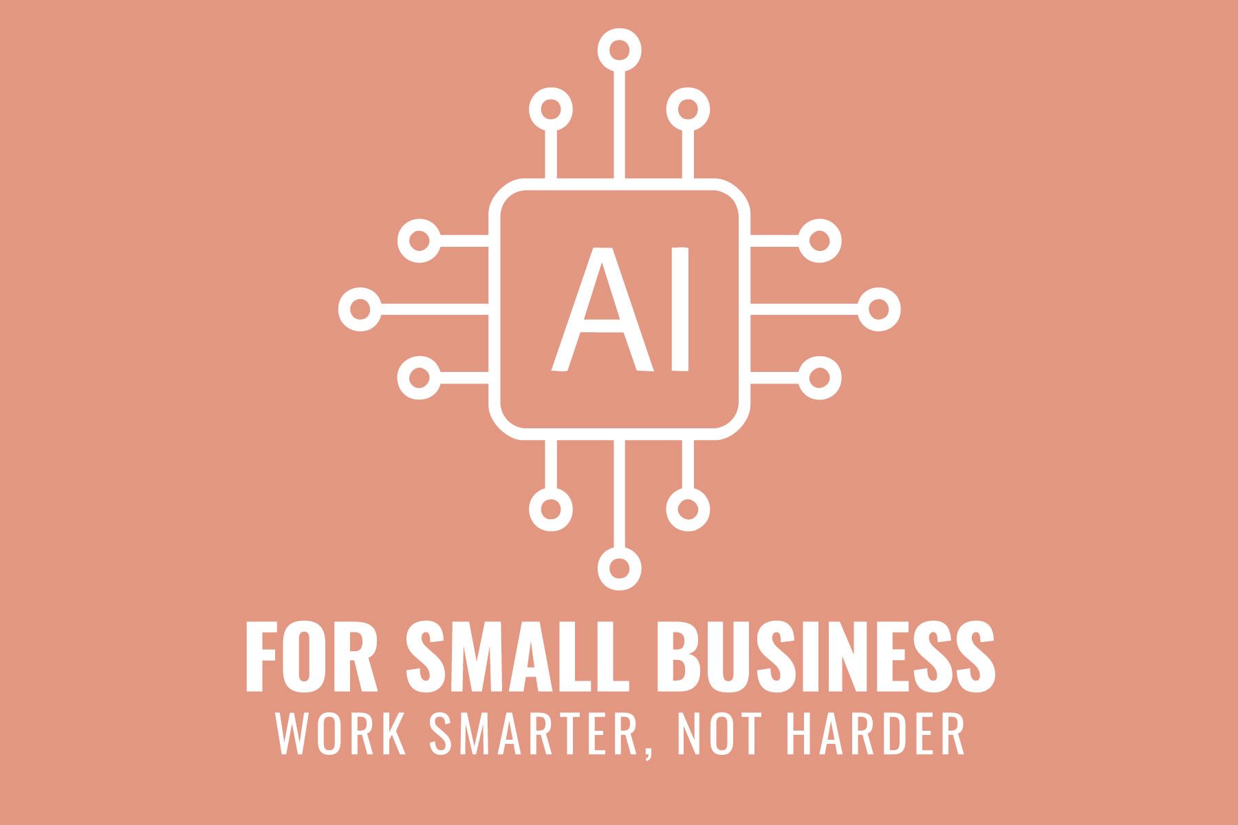 White AI chip icon on peach background, 