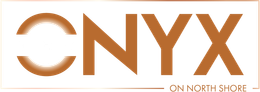 ONYX ON NORTH SHORE logo in brown on a white background.