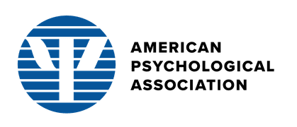 The logo for the american psychological association is blue and white