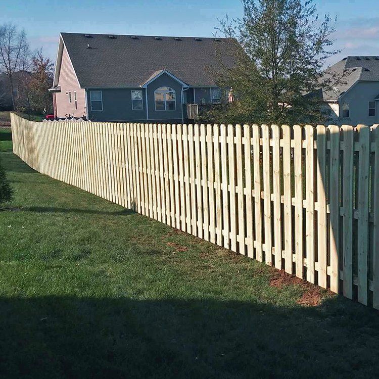 White Fence With Blue House — Shelbyville, KY — Shuck Fence Company