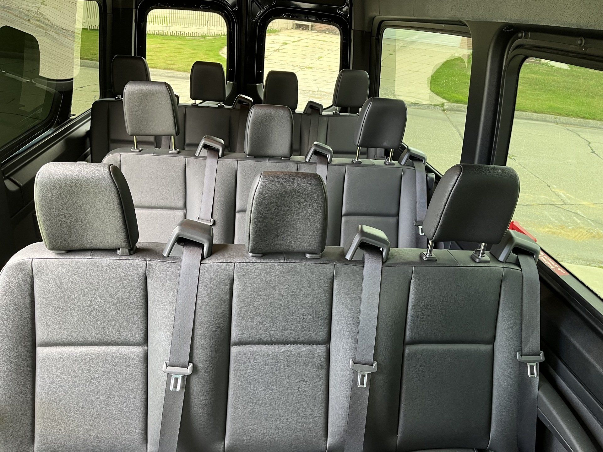 The inside of a van with a lot of seats