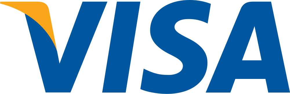 A blue and yellow visa logo on a white background.