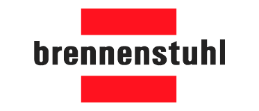 Logo de Brennenstuhl : Texte noir avec rectangles rouges au-dessus et en dessous.