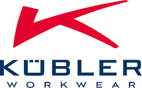 Logo « K » rouge sur texte bleu « KÜBLER WORKWEAR ».