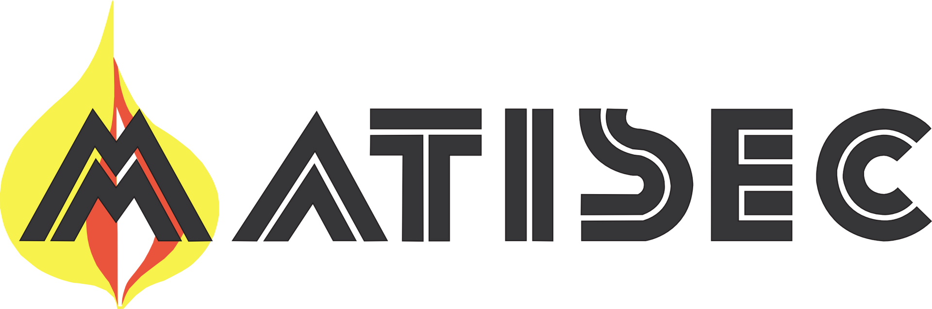 Logo pour MATISEC, comportant un M en forme de flamme et du texte.