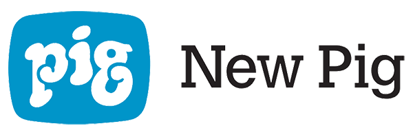 Nouveau logo Pig : texte blanc « cochon » dans un carré bleu, à côté du texte noir « New Pig ».