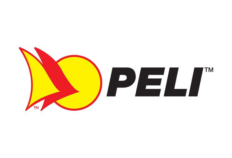 Logo pour Peli : cercle jaune avec des « flammes » stylisées rouges à gauche, texte « PELI » noir.