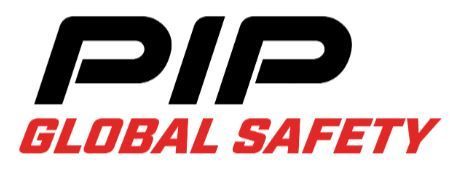 Logo PIP Global Safety. Lettres PIP noires sur fond rouge « GLOBAL SAFETY ».