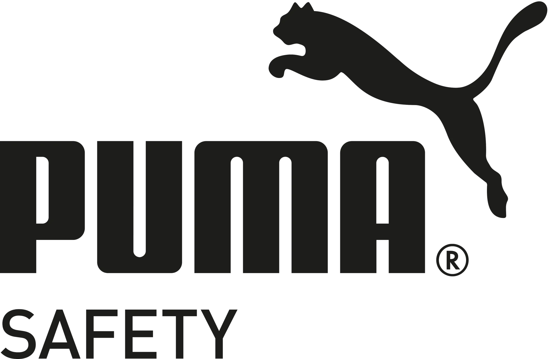 Logo Puma Safety comportant le mot « PUMA » et une silhouette de puma noir bondissant ; le mot « SAFETY » apparaît en dessous.