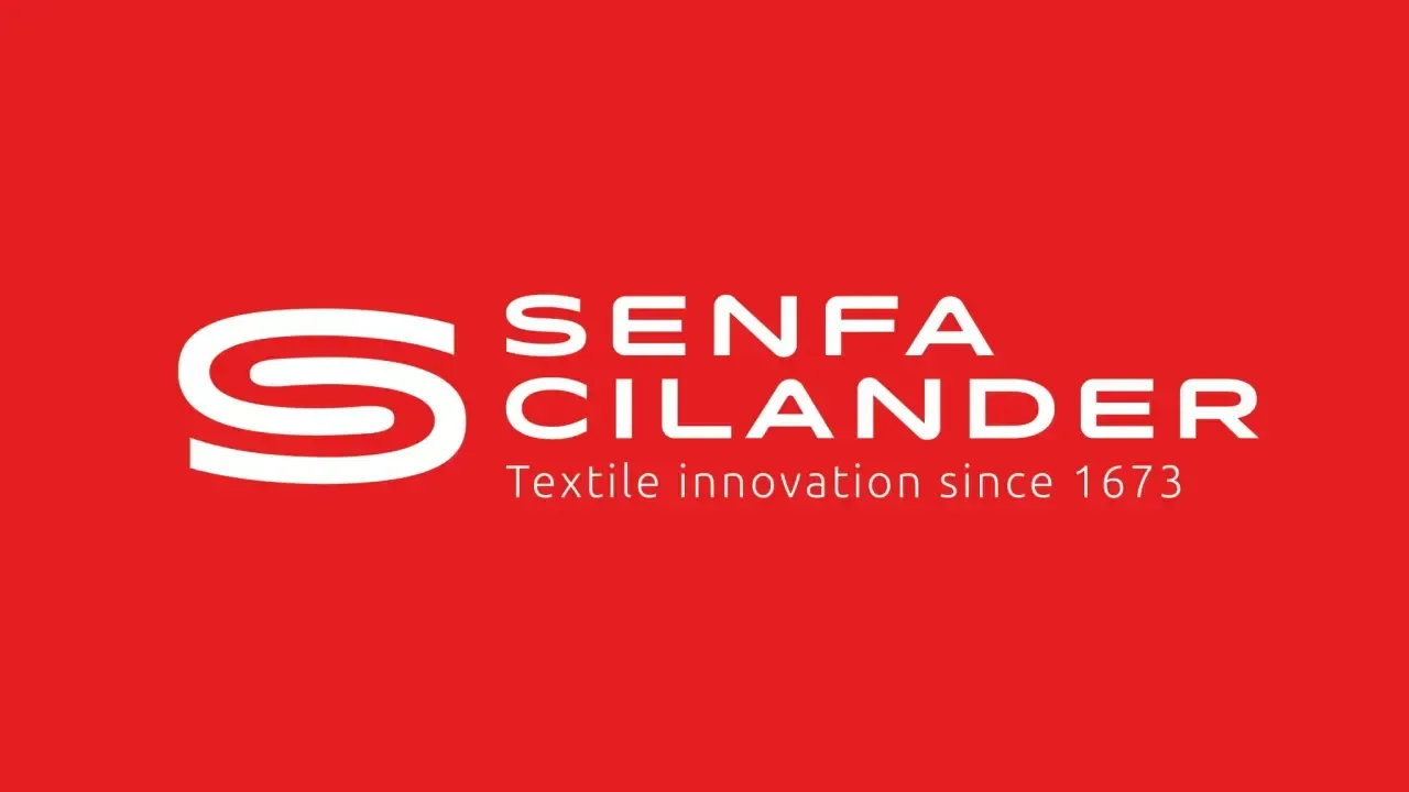 Logo rouge avec texte blanc et un « S » stylisé : « SENFA CILANDER » avec « Innovation textile depuis 1673 ».