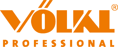 Logo orange « Völkl Professional » avec deux lignes au-dessus du « ö » et un symbole de marque déposée.
