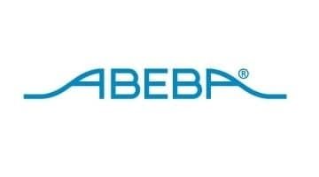 Le logo abeba est bleu et blanc sur fond blanc.