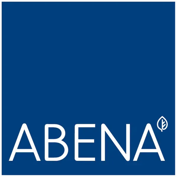 Le logo d'Abena est sur un fond bleu