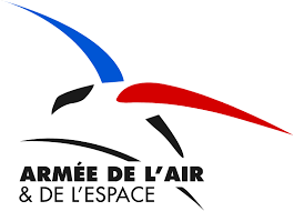 Logo de l'Armée de l'Air et de l'Espace : oiseau stylisé en bleu, blanc et rouge avec le texte « Armée de l'Air & de l'Espace ».