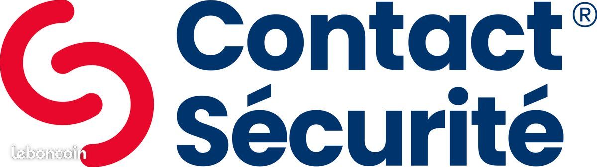 Un logo bleu et rouge pour contact securite