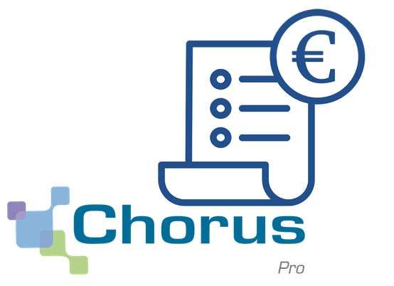 Un logo de chorus pro avec une liste et un signe euro