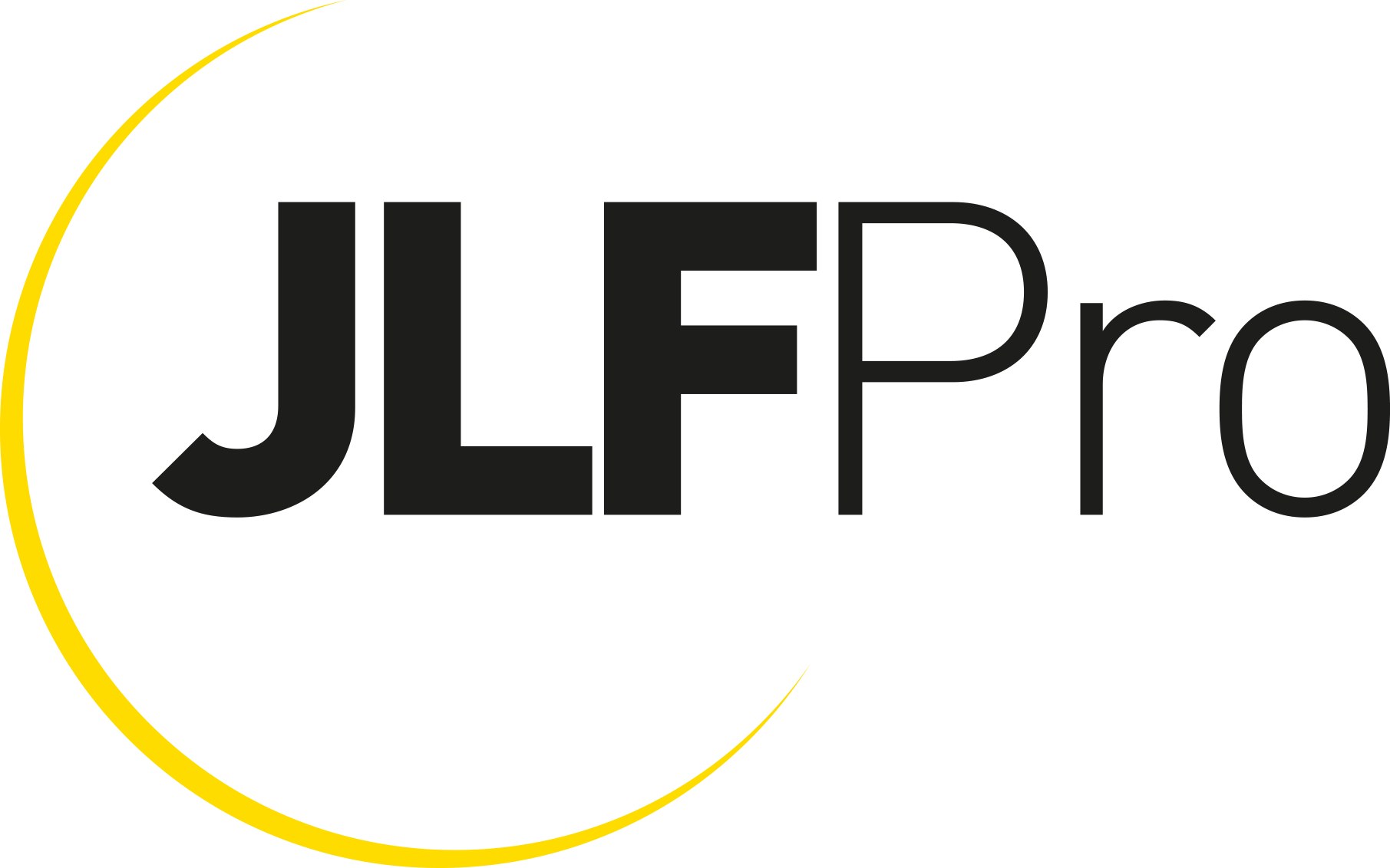 Le logo de jlffpro est noir et jaune et a un cercle jaune autour.