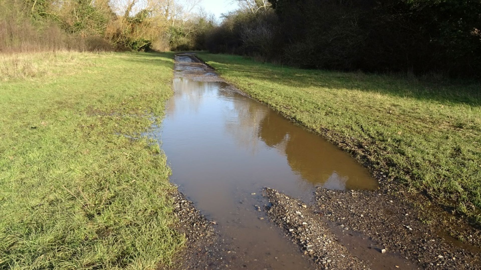 Flooded path
Hainault Lake