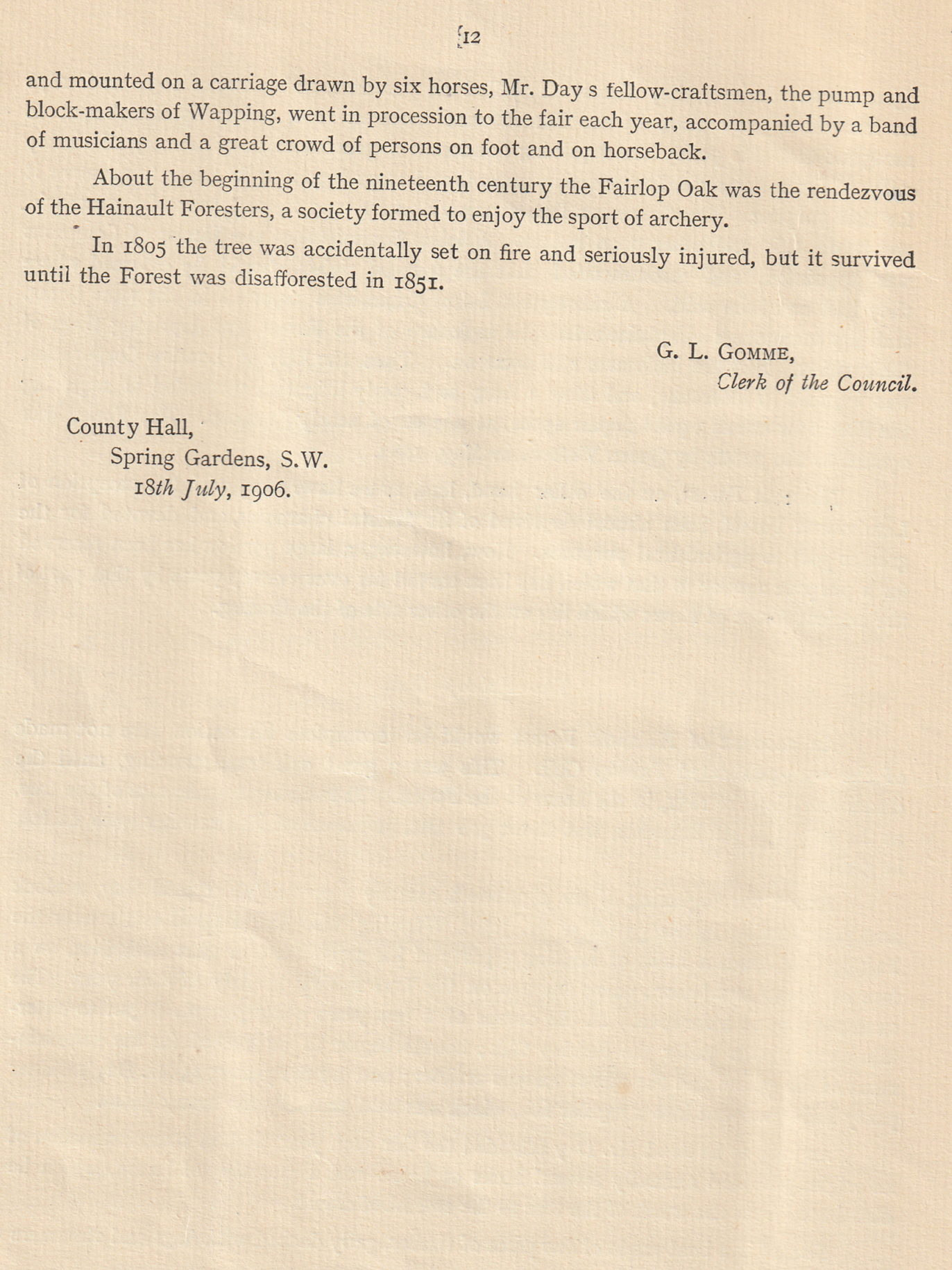 Dedication of Hainault Forest