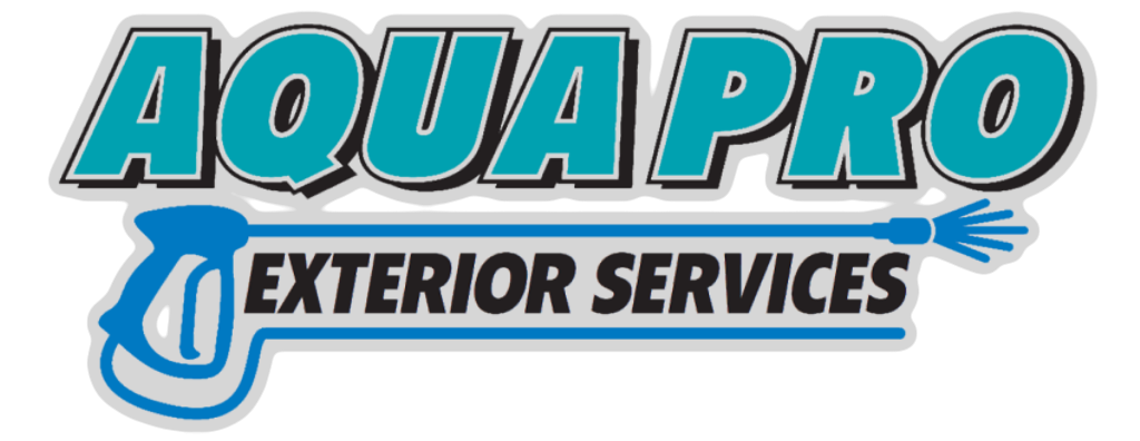 Aqua Pro Exterior Services logo with a blue pressure washer graphic.