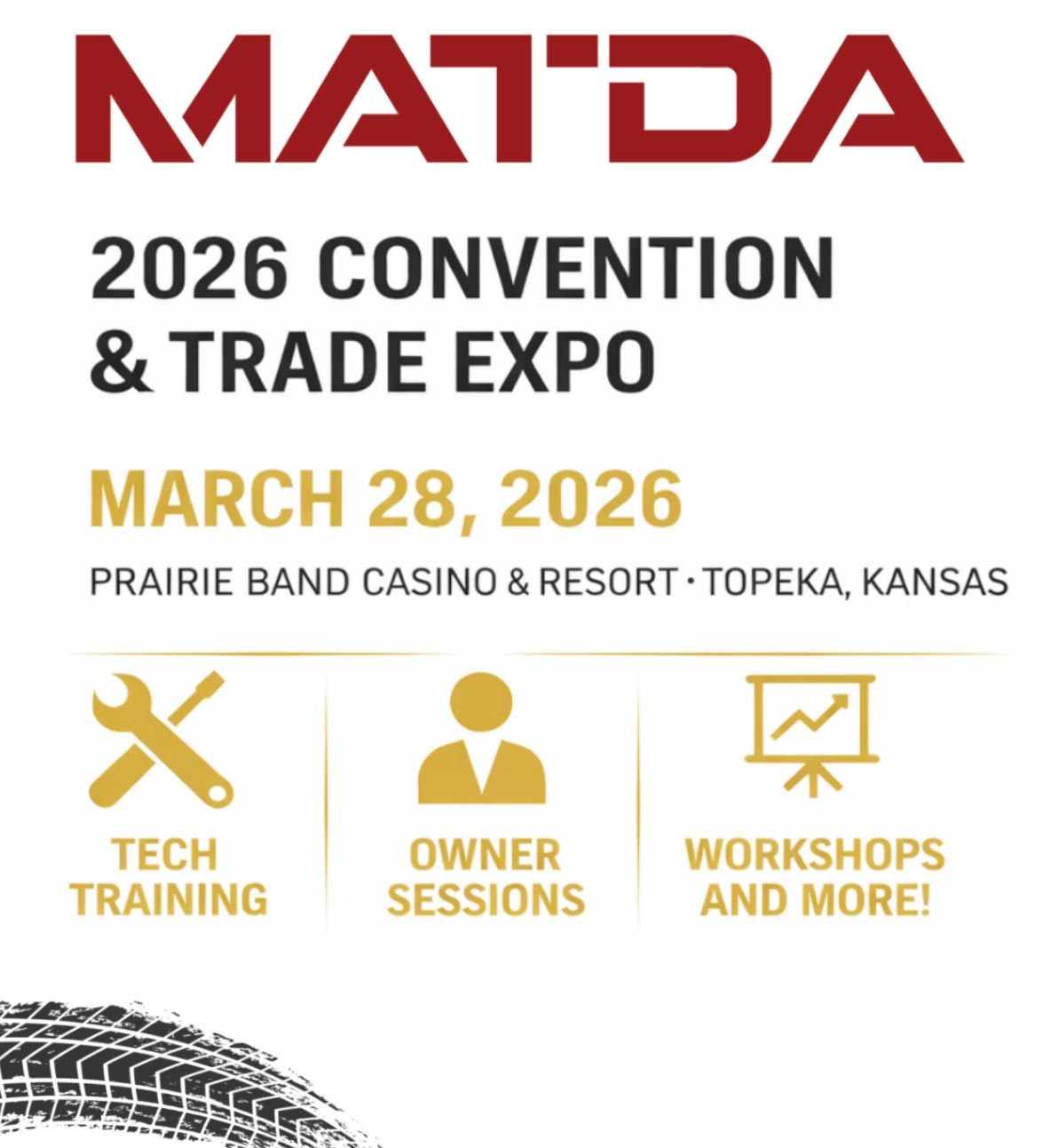 MATDA 2026 Convention & Trade Expo: March 28 in Topeka, Kansas. Features Tech Training, Owner Sessions, and Workshops.