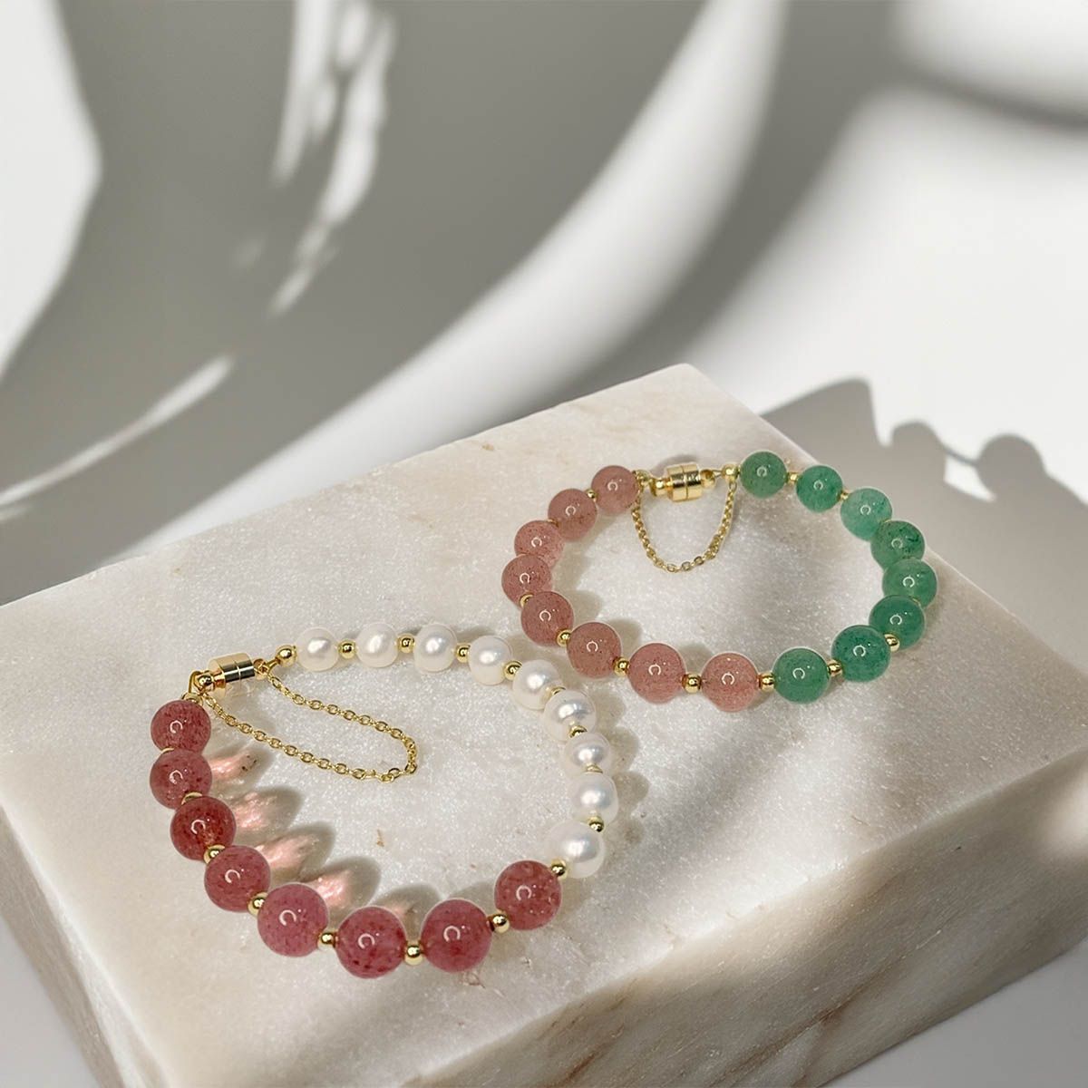 水晶磁吸珍珠手鍊 珍珠手鍊 招財開運 桃花人緣 紫水晶 綠幽靈 草莓晶 黃髮晶 開運手鍊