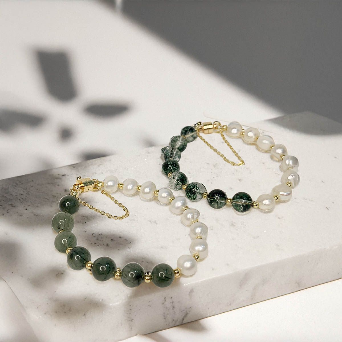 水晶磁吸珍珠手鍊 珍珠手鍊 招財開運 桃花人緣 紫水晶 綠幽靈 草莓晶 黃髮晶 開運手鍊