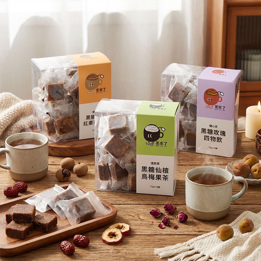 茶來了 黑糖桂圓紅棗薑母茶 黑糖仙楂烏梅果茶 黑糖玫瑰四物飲 三盒