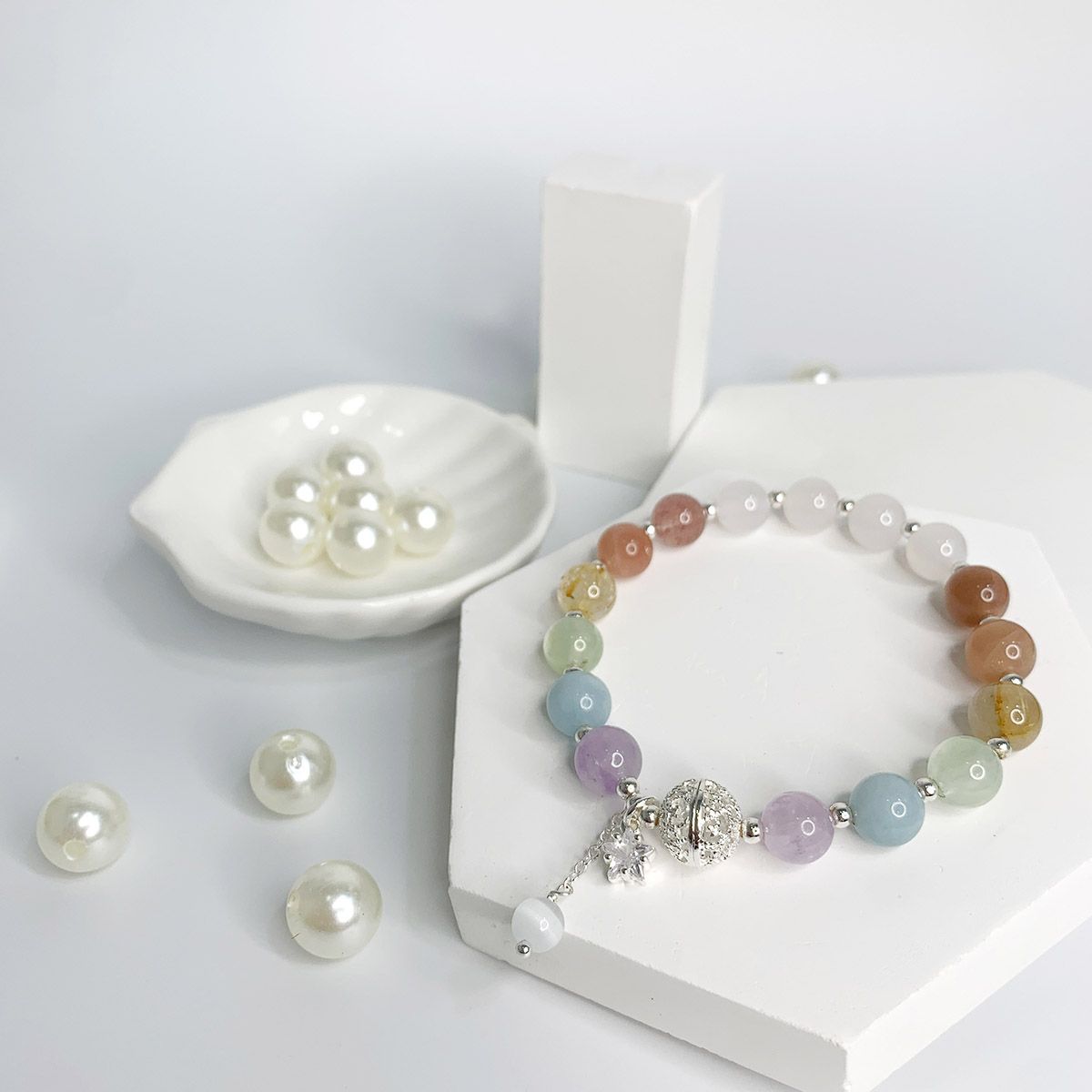多巴胺色系馬卡龍手鍊  女生手鍊 水晶開運手飾 女生必備能量飾品