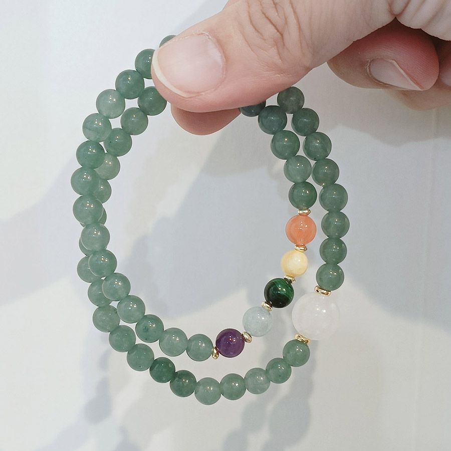 靜謐藍水玉髓雙圈手鍊 能量手串 情緒穩定 提升直覺 雙圈水晶手環 手工設計款