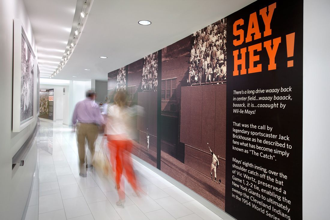 Hallway with wall mural: