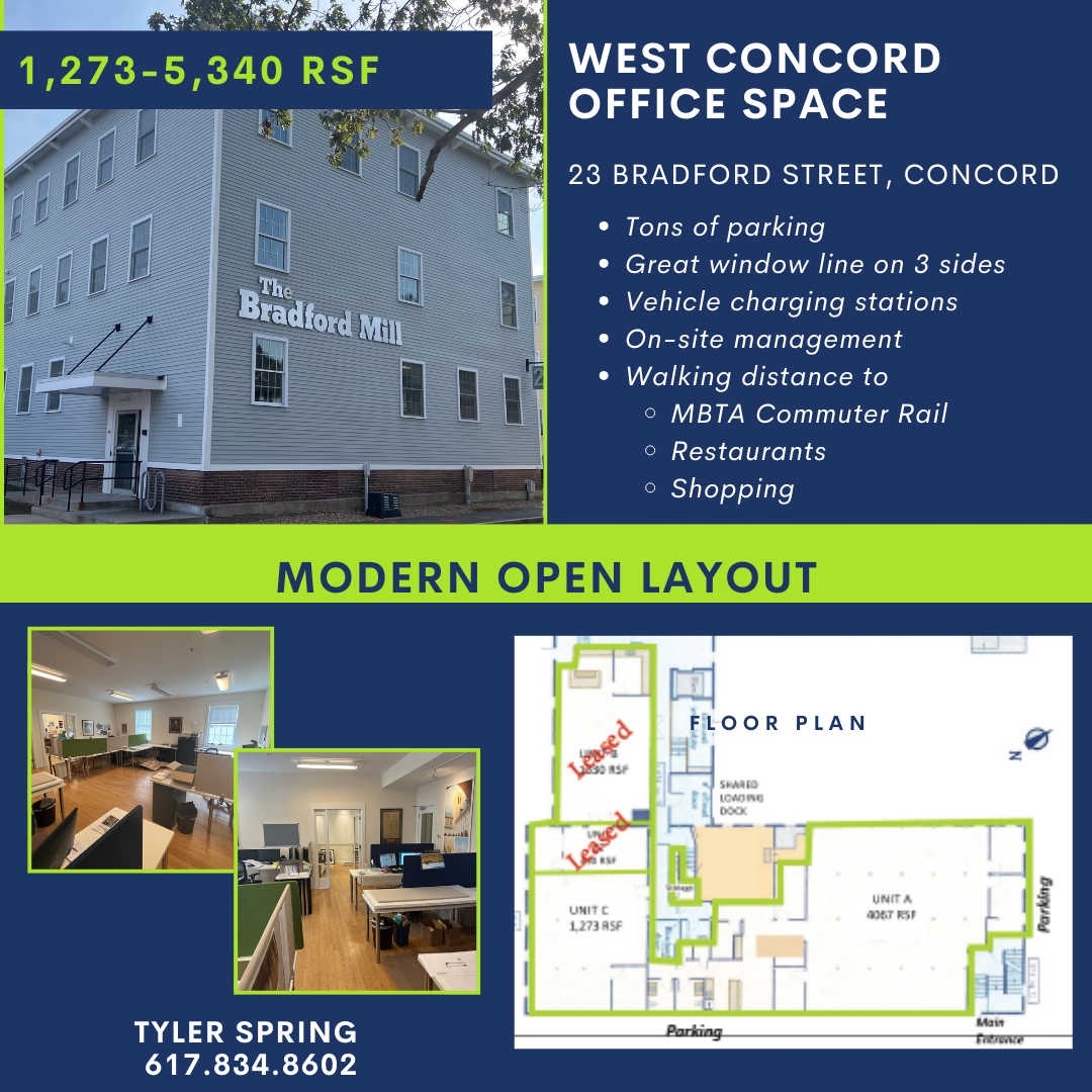 Office Space Available - 23 Bradford Street, West Concord, MA