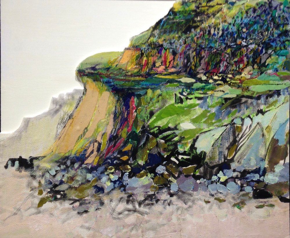 Black Island Cliffs, marker, acrylic & torn paper