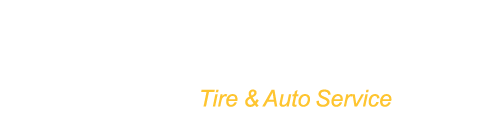 a tire and auto service logo on a white background .
