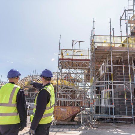 One storey home with scaffolding
