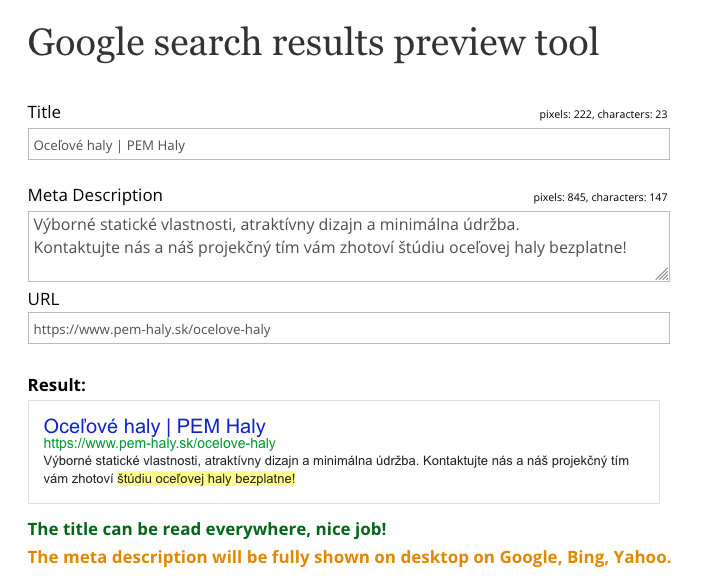 Náhľad pre Výsledky vyhľadávania v Googli
