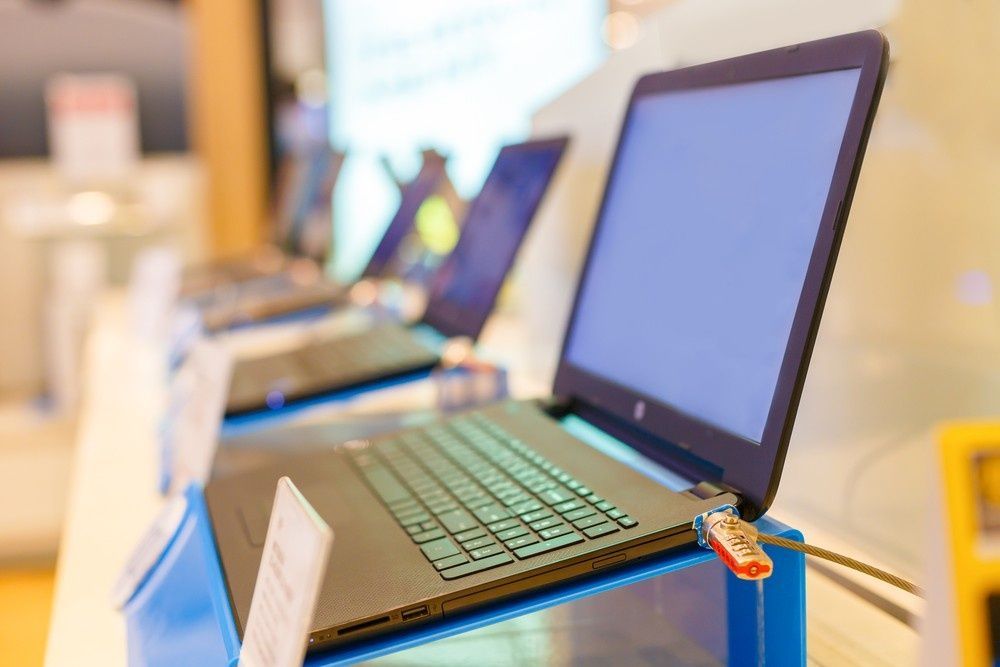 A Laptop on Display in A Store, with The Screen Facing the Viewer — Oz Data Tech in Taree, NSW