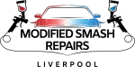 A logo for modified smash repairs smash repairer liverpool