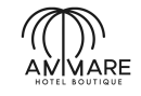 El logotipo del Hotel Boutique Ammare tiene una palmera.