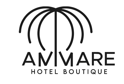 El logotipo del Hotel Boutique Ammare tiene una palmera.