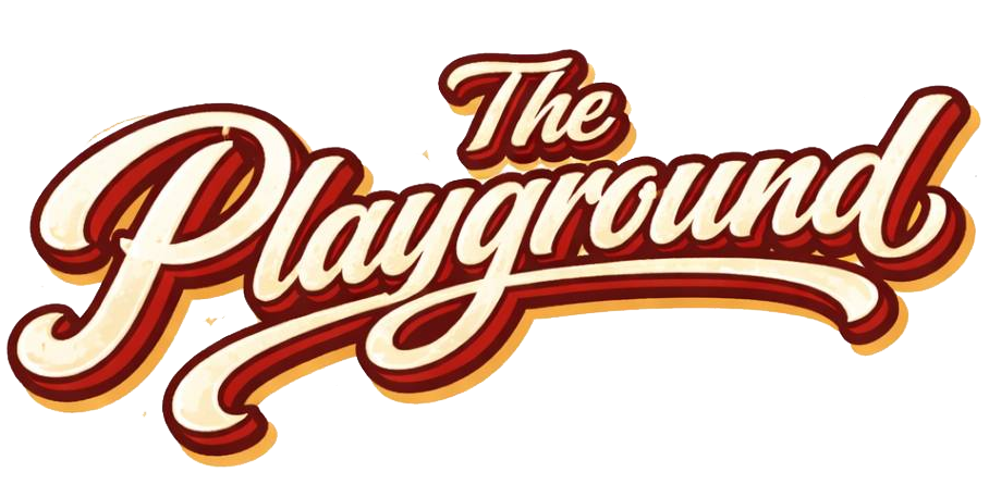 Stylized red-and-gold script logo reading “The Playground”