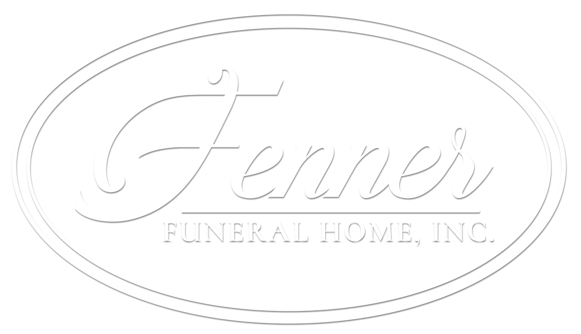 Fenner Funeral Home logo in a white oval frame, script font.