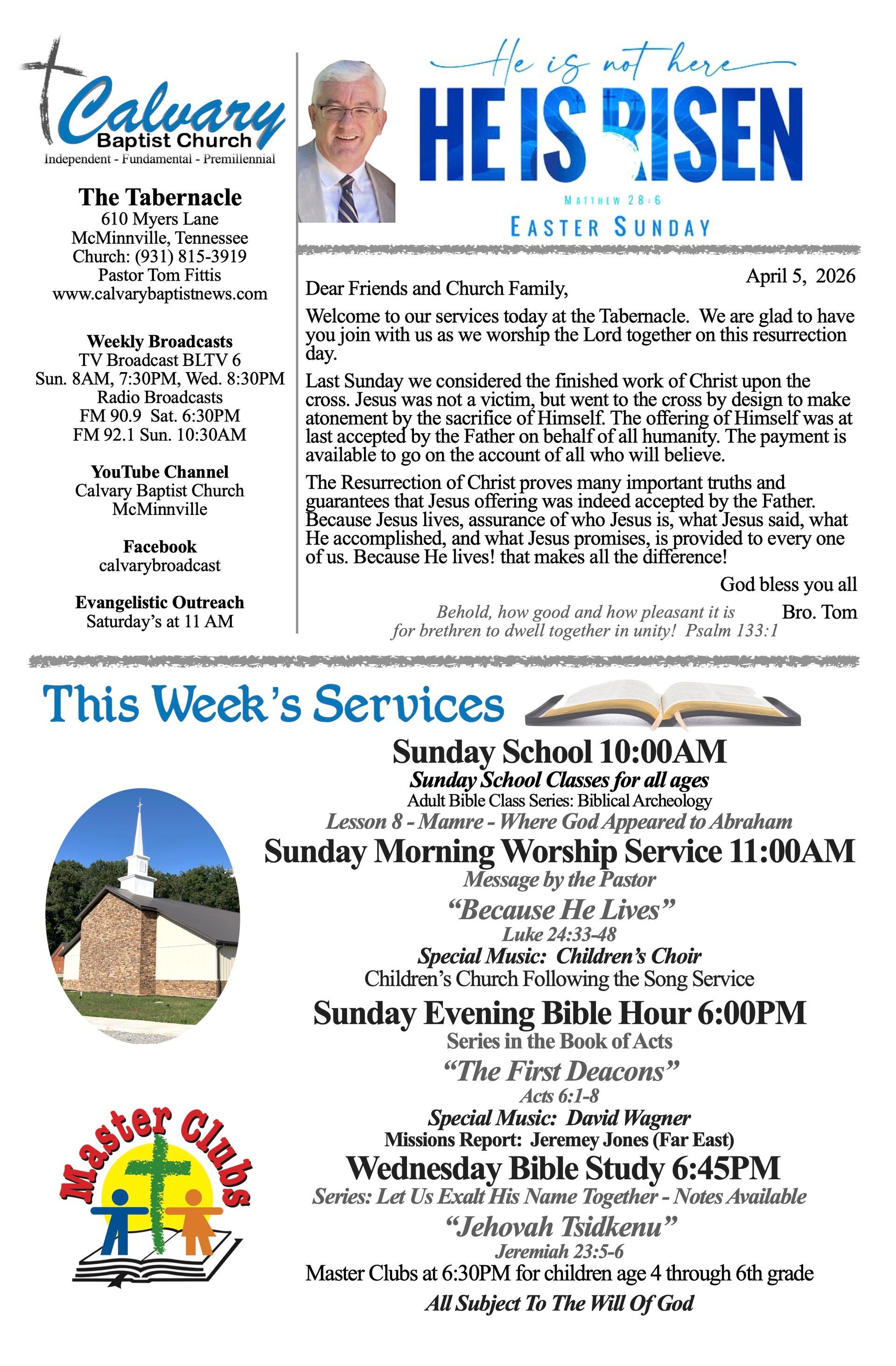 Calvary Baptist Church McMinnville Tennessee Tom Fittis Independent Baptist