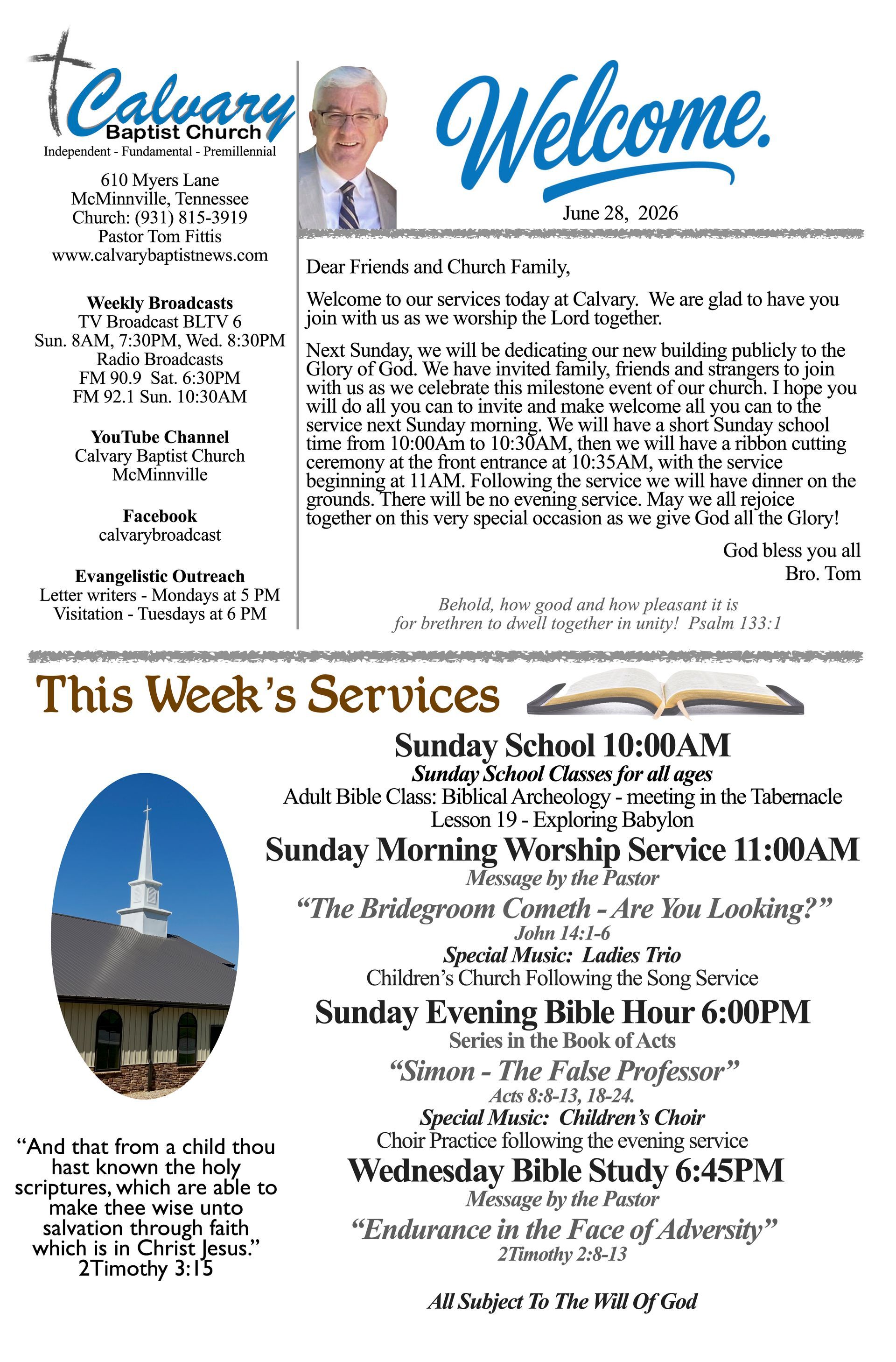 Calvary Baptist Church McMinnville Tennessee Tom Fittis Independent Baptist