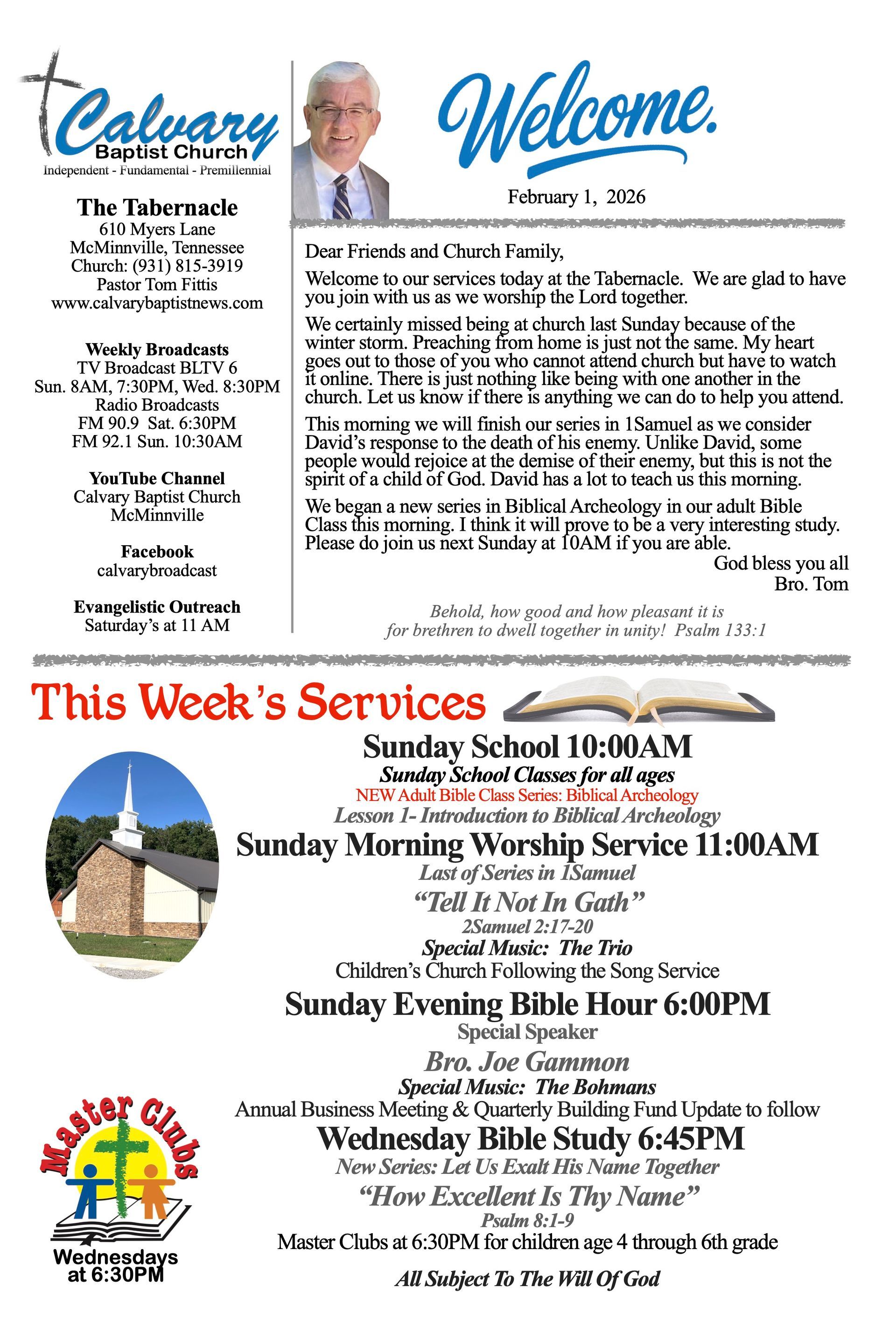 Calvary Baptist Church McMinnville Tennessee Tom Fittis Independent Baptist