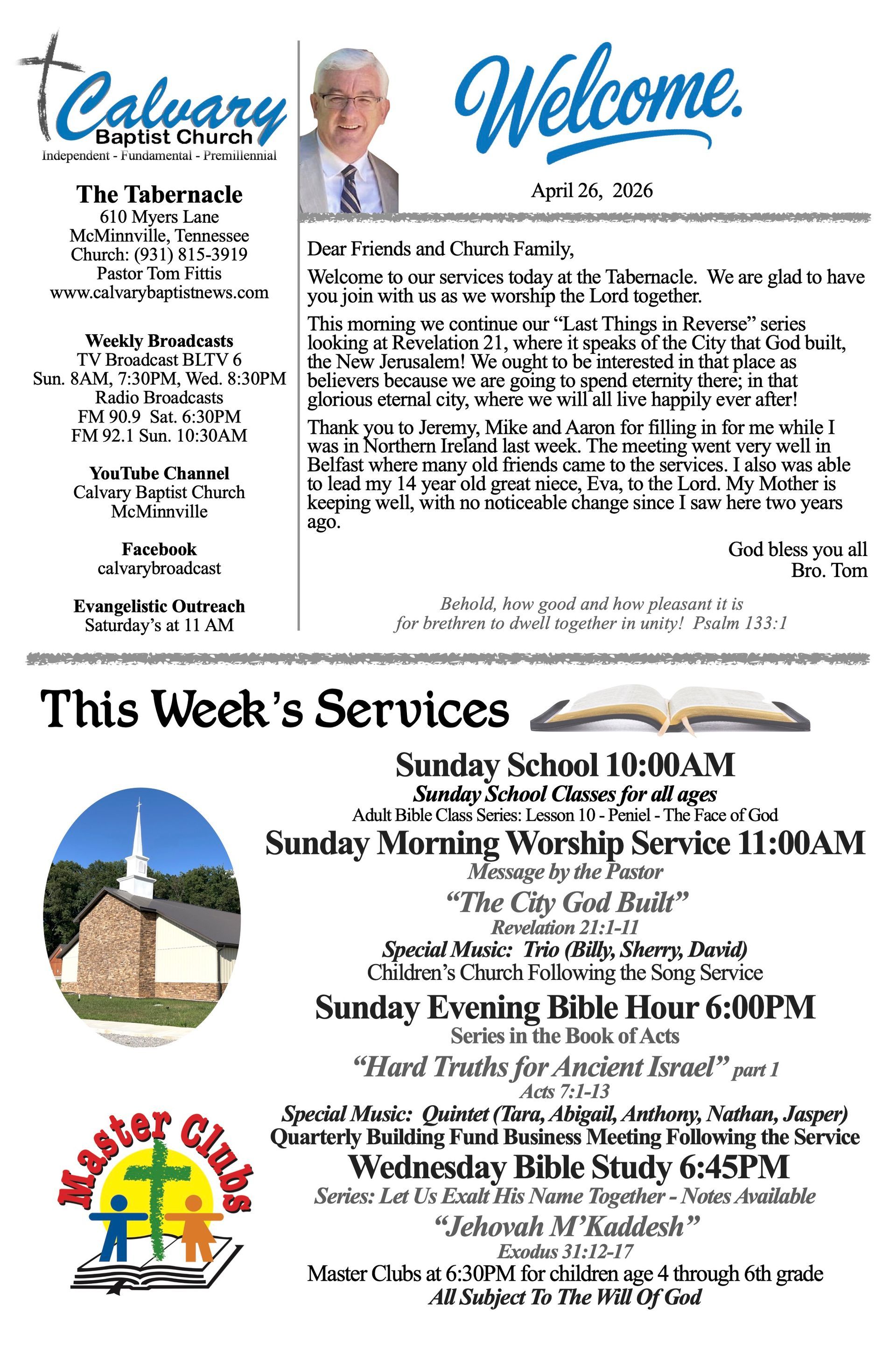 Calvary Baptist Church McMinnville Tennessee Tom Fittis Independent Baptist